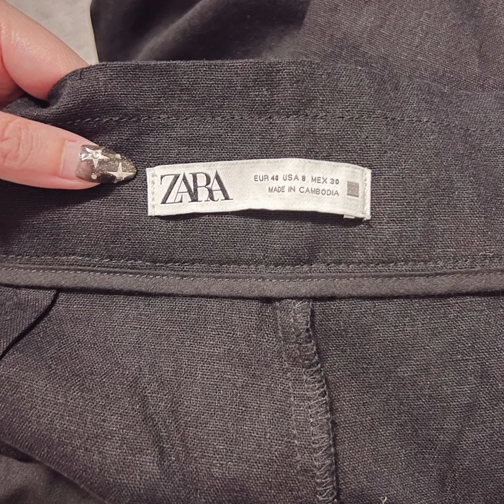 NWOT Zara Black Linen Blend Work Pants Size 8